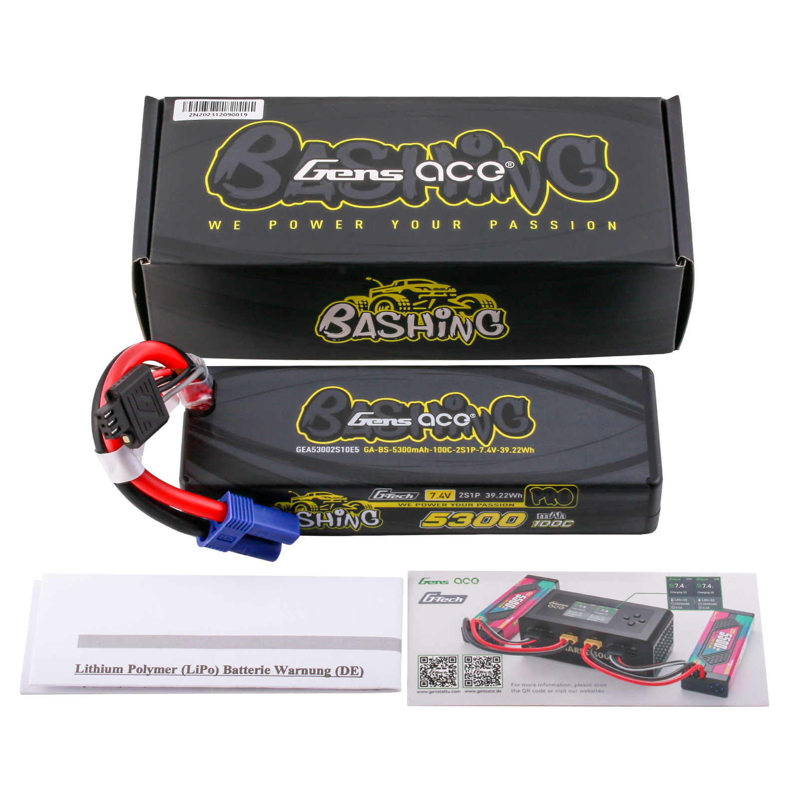 Gens Ace Bashing Pro 5300mAh 2S 100C batterie LiPo EC5