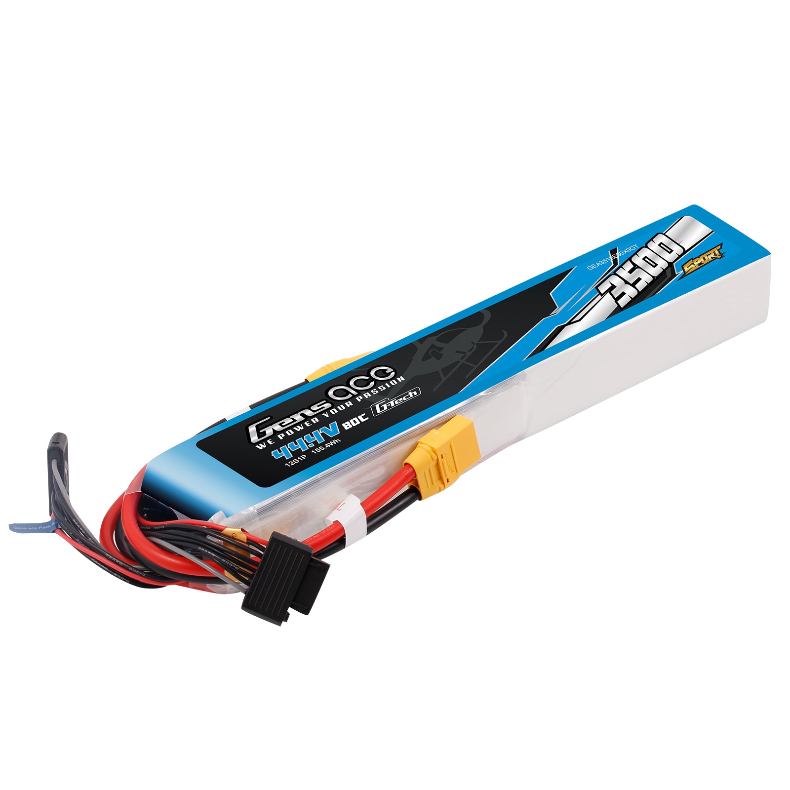 Gens Ace Sport 3500mAh 12S batterie LiPo 44.4V 80C XT90