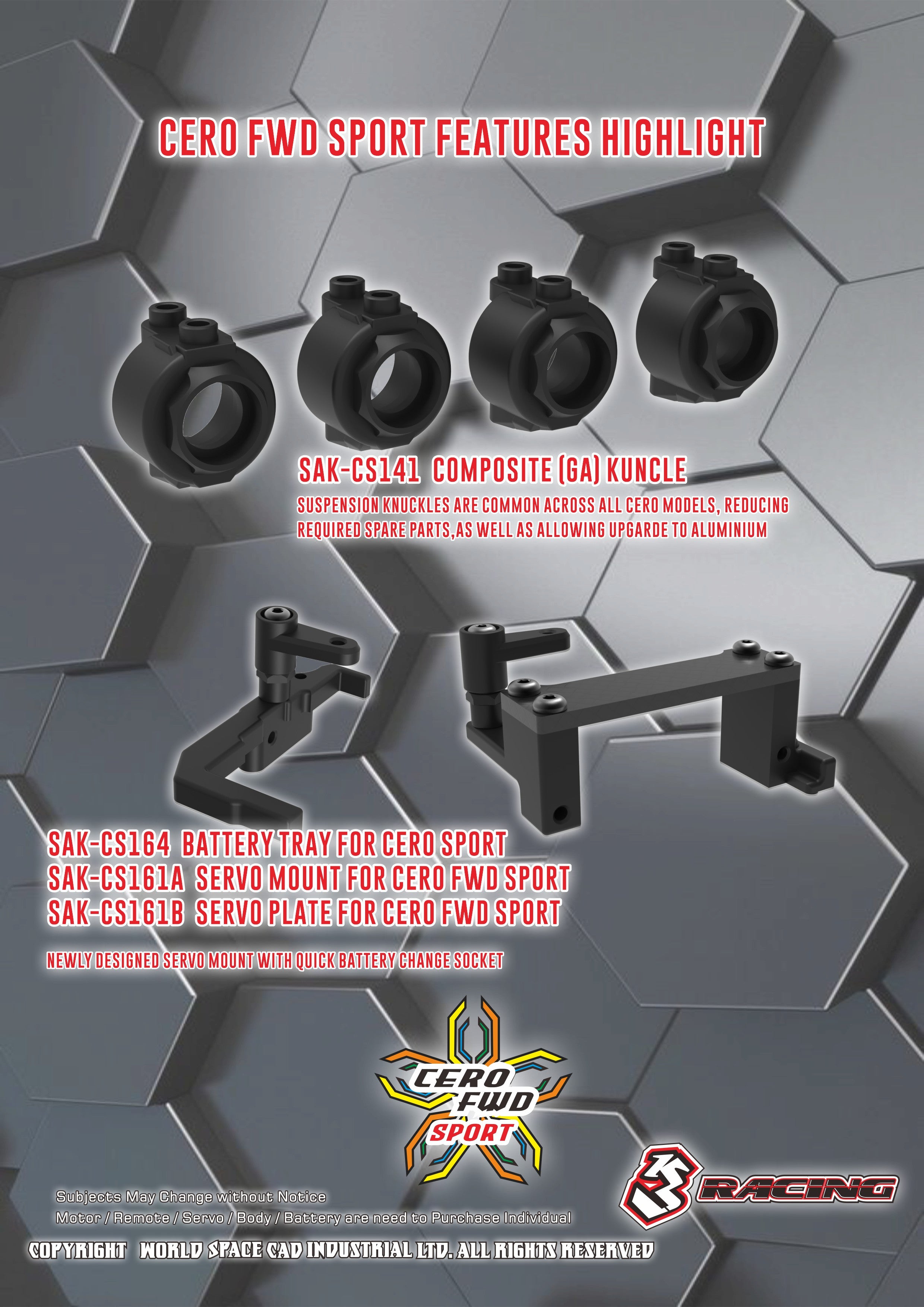 3Racing KIT-CERO FWD Sport Châssis Touring 1/10 Traction