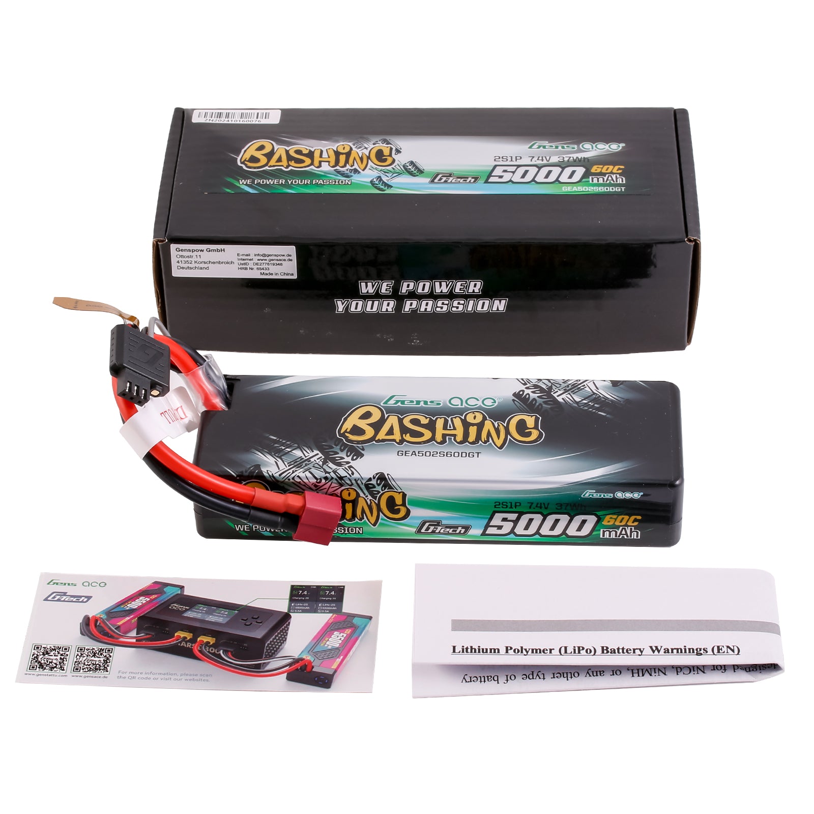 Gens Ace Bashing batterie 5000mAh 2S 60C Deans