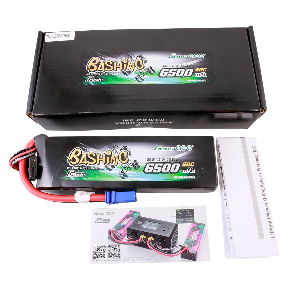 Gens ace Bashing 6500mAh 3S batterie lipo 11.1V EC5