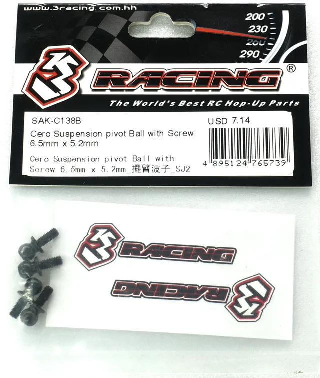 3Racing Cero SAK-C138B rotule suspension 6.5mm avec vis
