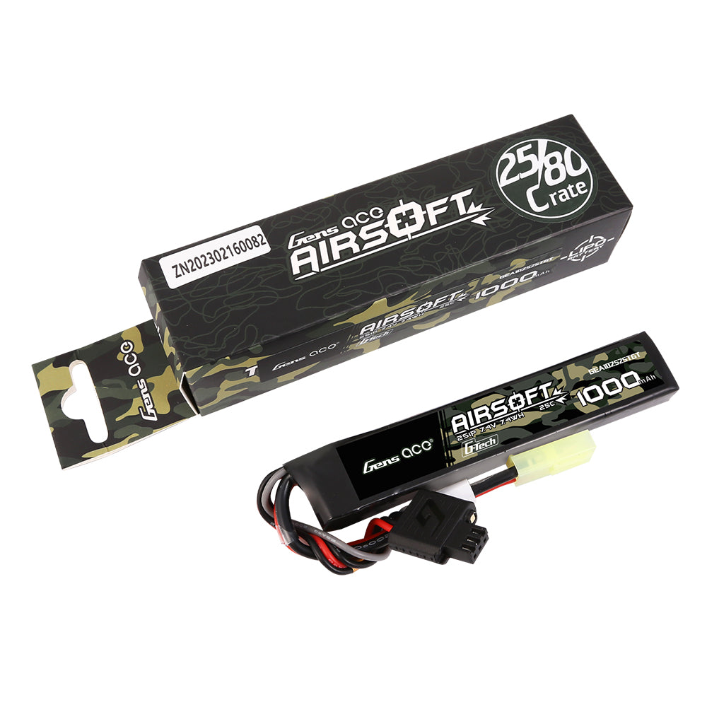 Gens Ace Airsoft Battery 1000mAh 2S batterie lipo 7.4V Tamiya