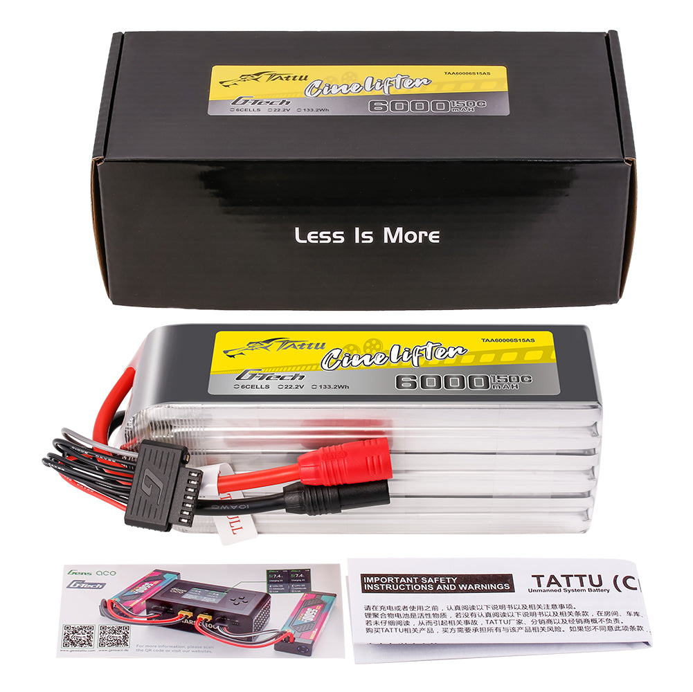 Tattu Cinelifter 6000mAh 6S batterie LiPo 150C AS150