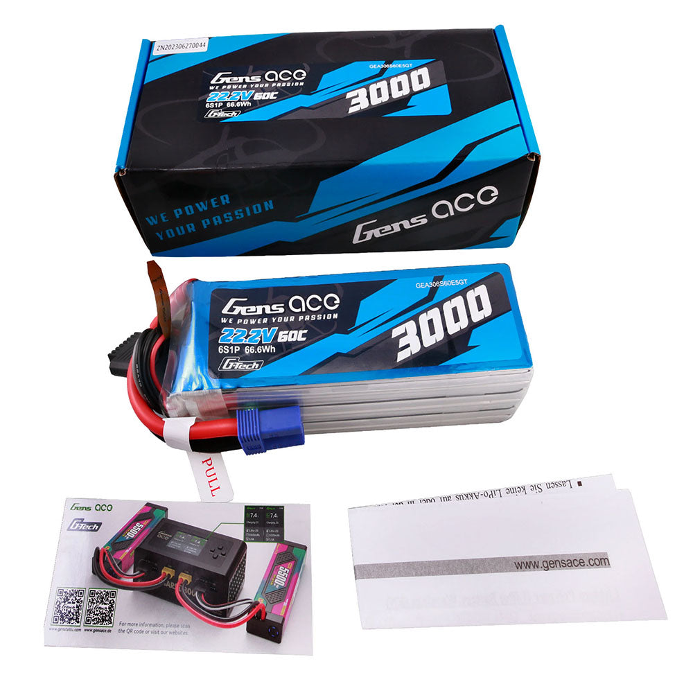 Gens Ace Classic 3000mAh 6S batterie LiPo EC5 60C