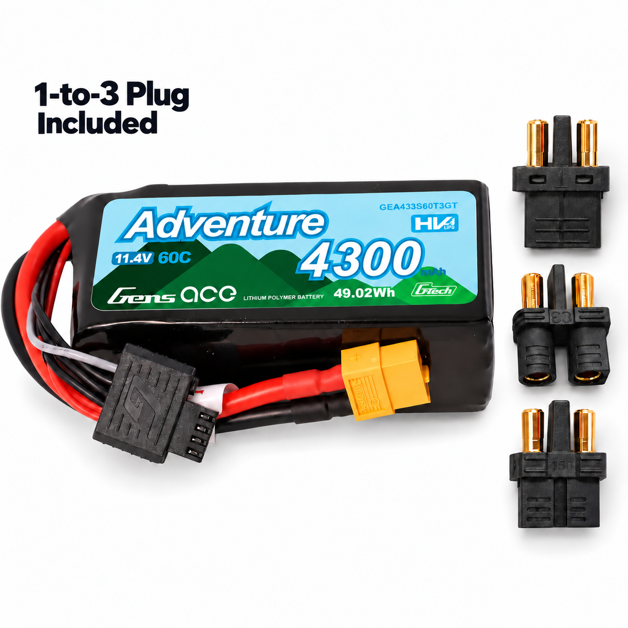 Gens Ace Adventure 4300mAh 3S 60C Batterie Lipo 11.4V XT60