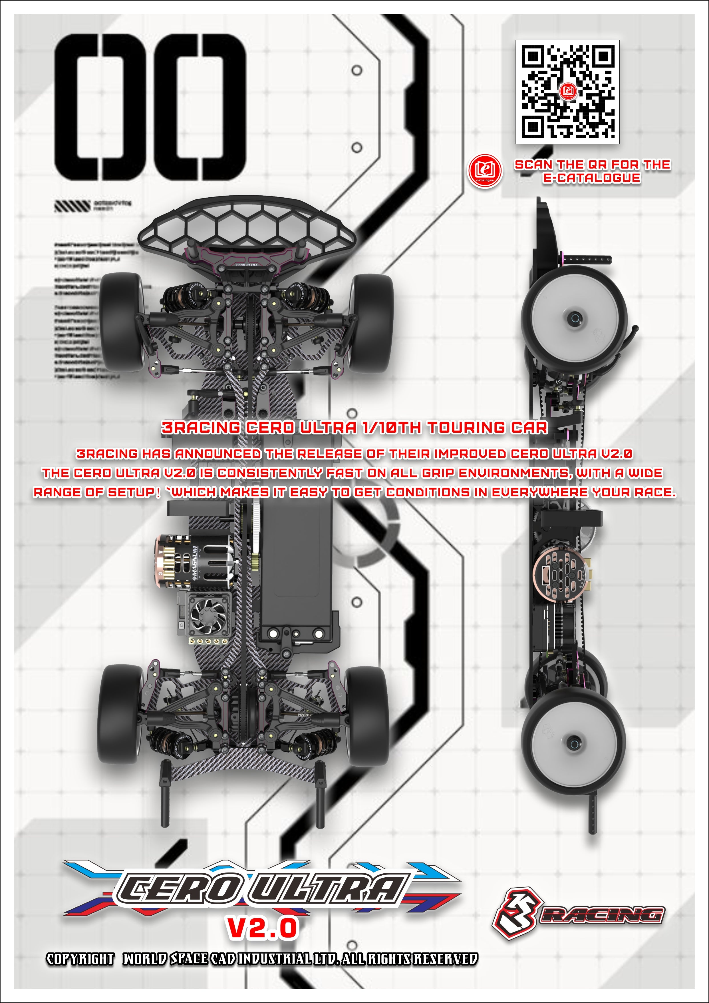 3Racing Cero Ultra Ace 2.0 Kit Châssis Touring 1/10