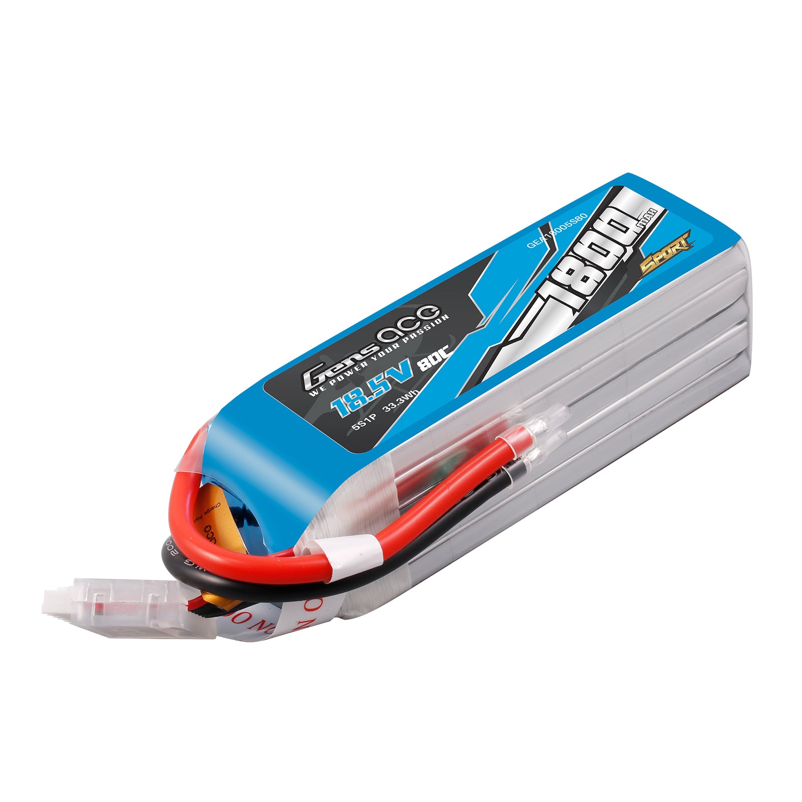 Gens Ace Sport 1800mAh 5S batterie LiPo 18.5V 80C F5B