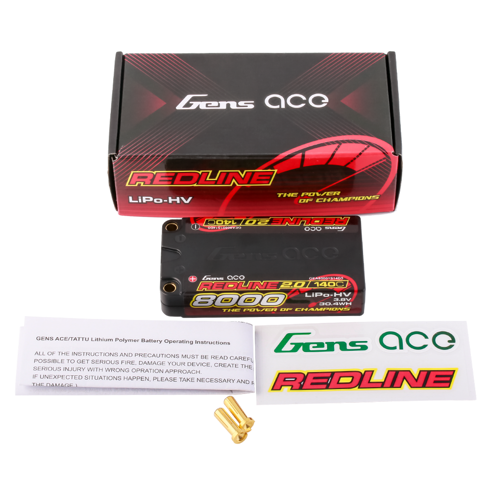 Gens Ace Redline 2.0 8000mAh 1S 140C batterie HV Hardcase