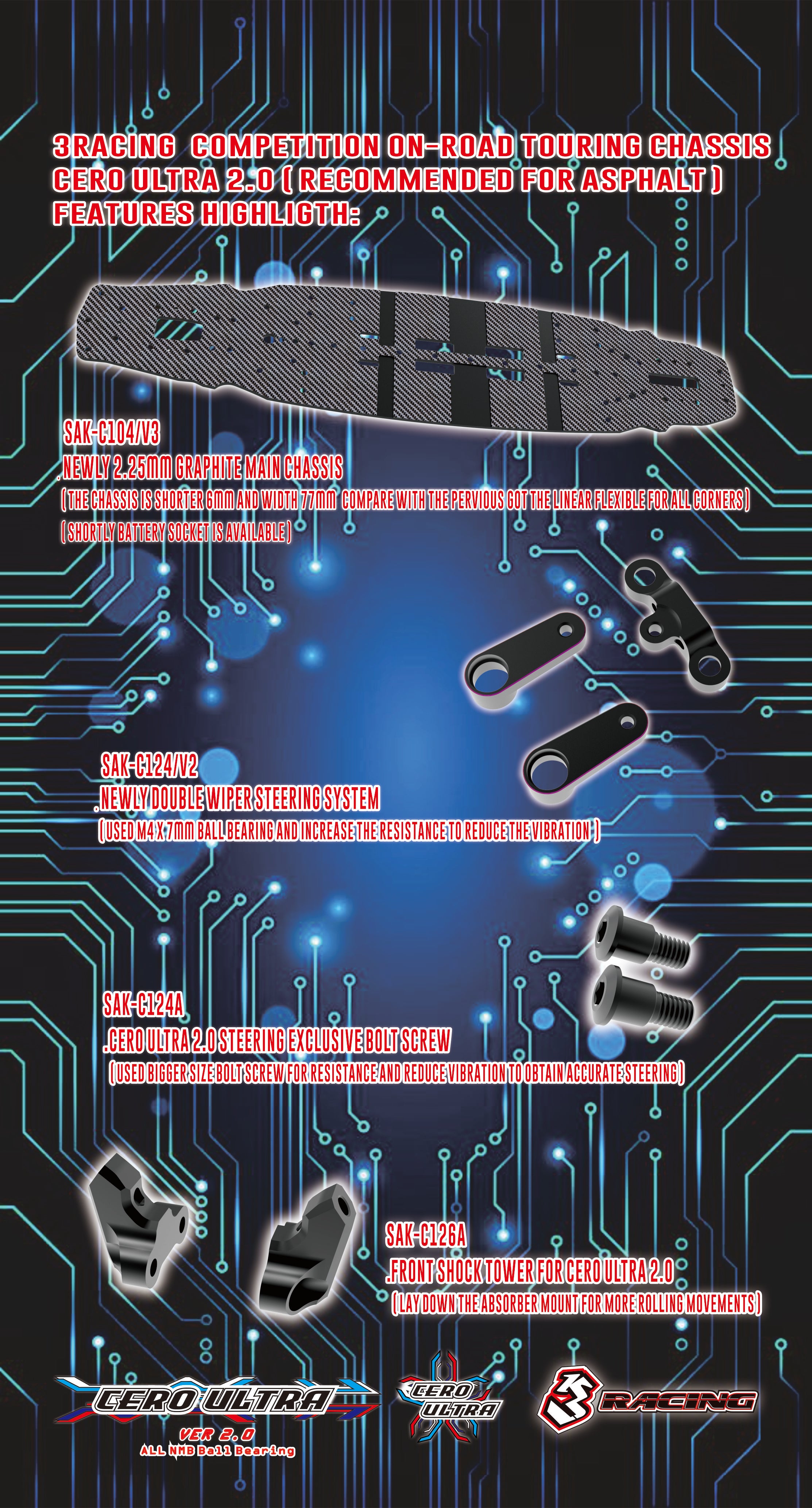 3Racing Cero Ultra Ver2.0 KIT-CERO Kit Touring 1/10