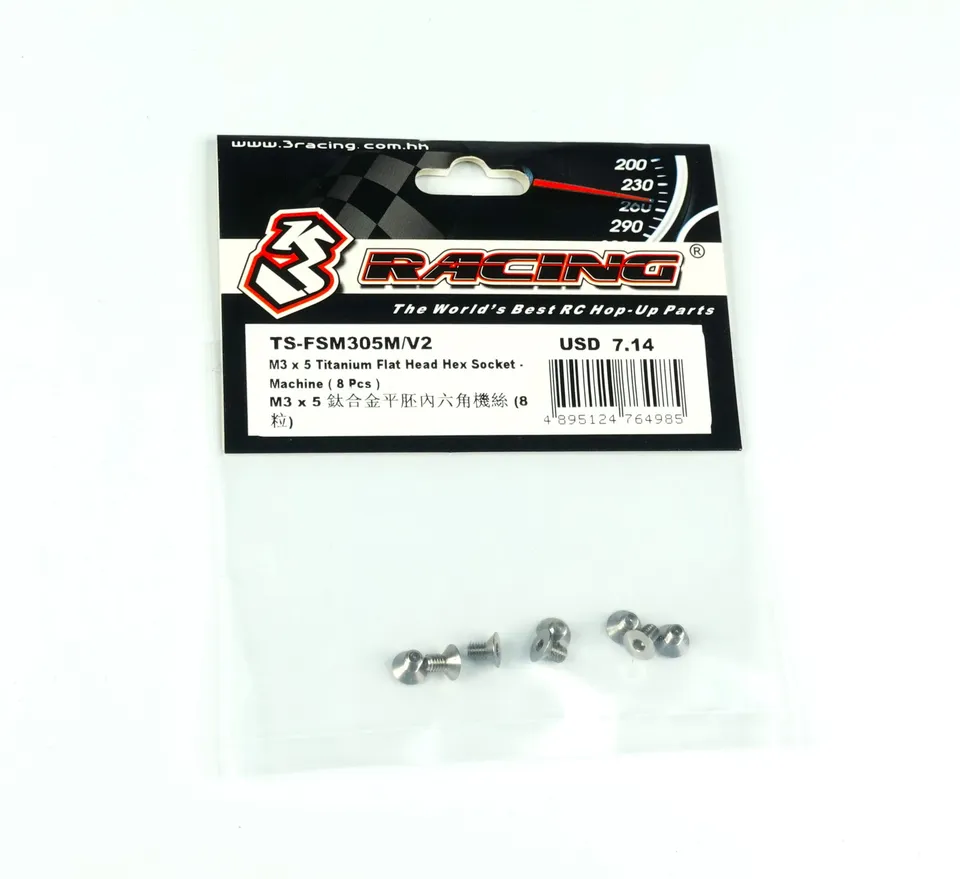 3RACING Parts M3 Ver.2 vis titane tête fraisée M3x8mm 8 pcs