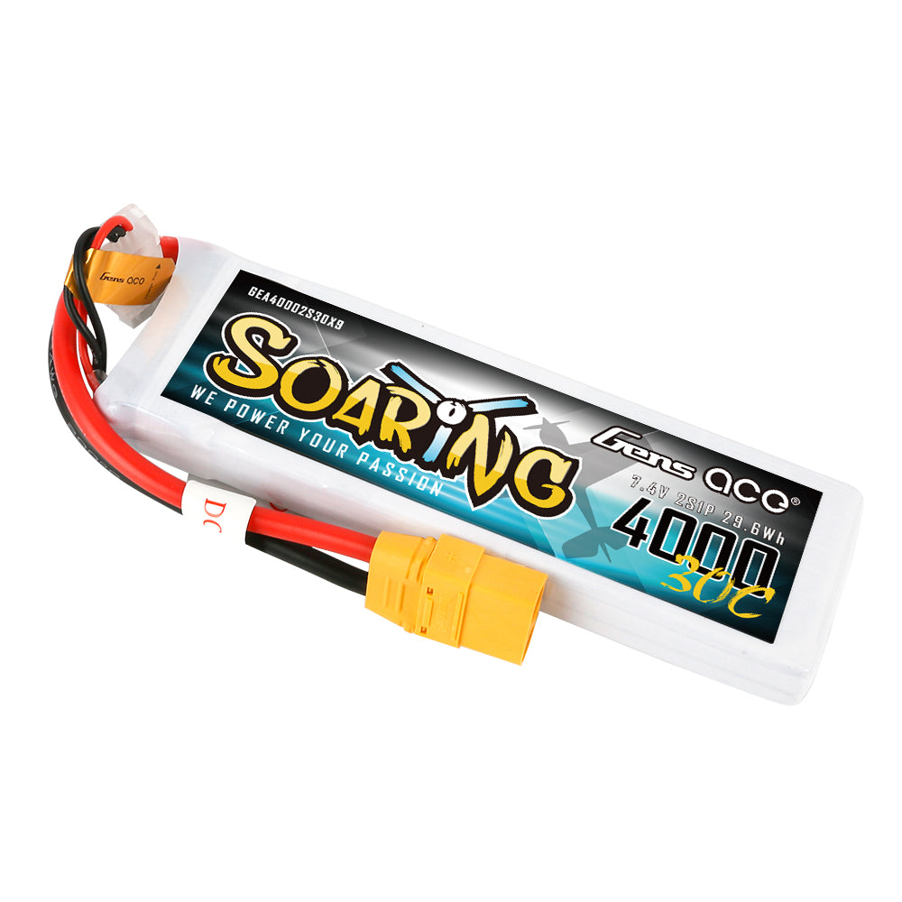 Gens Ace Soaring 4000mAh 2S batterie LiPo XT90 30C 7.4V