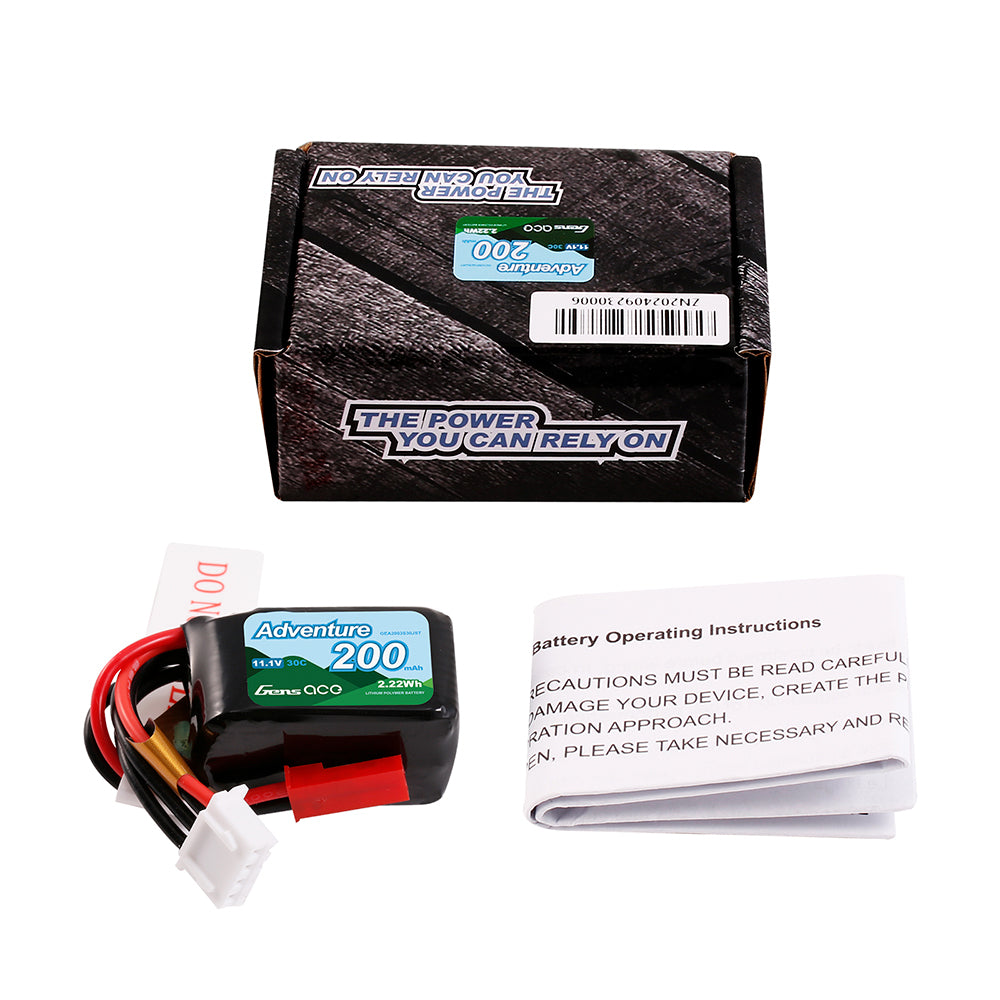 Gens Ace Car Classic 200mAh 3S batterie LiPo JST 30C