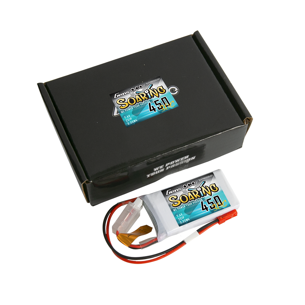 Gens Ace Soaring 450mAh 2S batterie LiPo 30C 7.4V JST