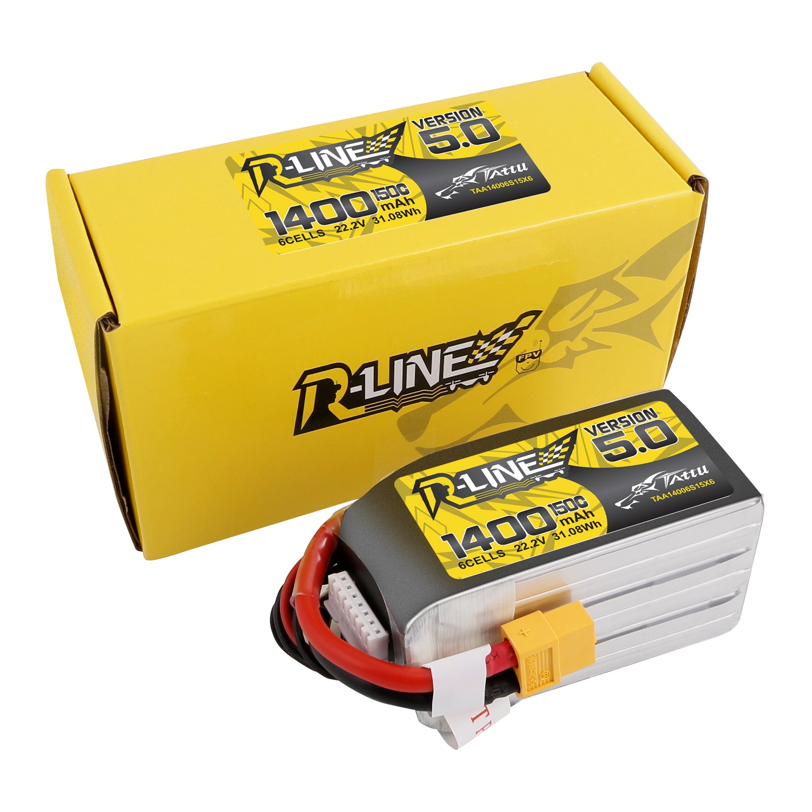 Tattu R-Line 5.0 1400mAh 6S 150C Batterie Lipo XT60