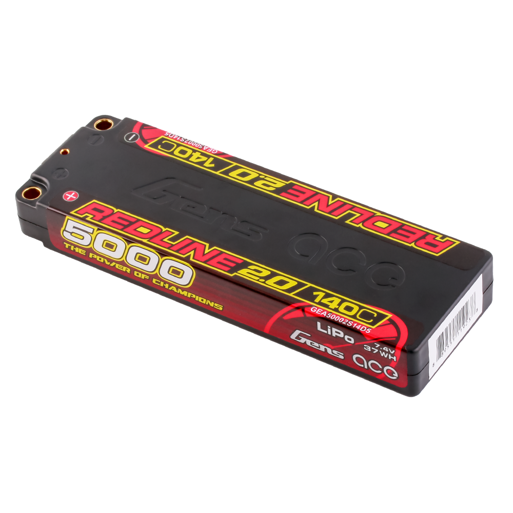 Gens Ace Redline 2.0 5000mAh 2S 140C batterie LiPo 7.4V hardcase