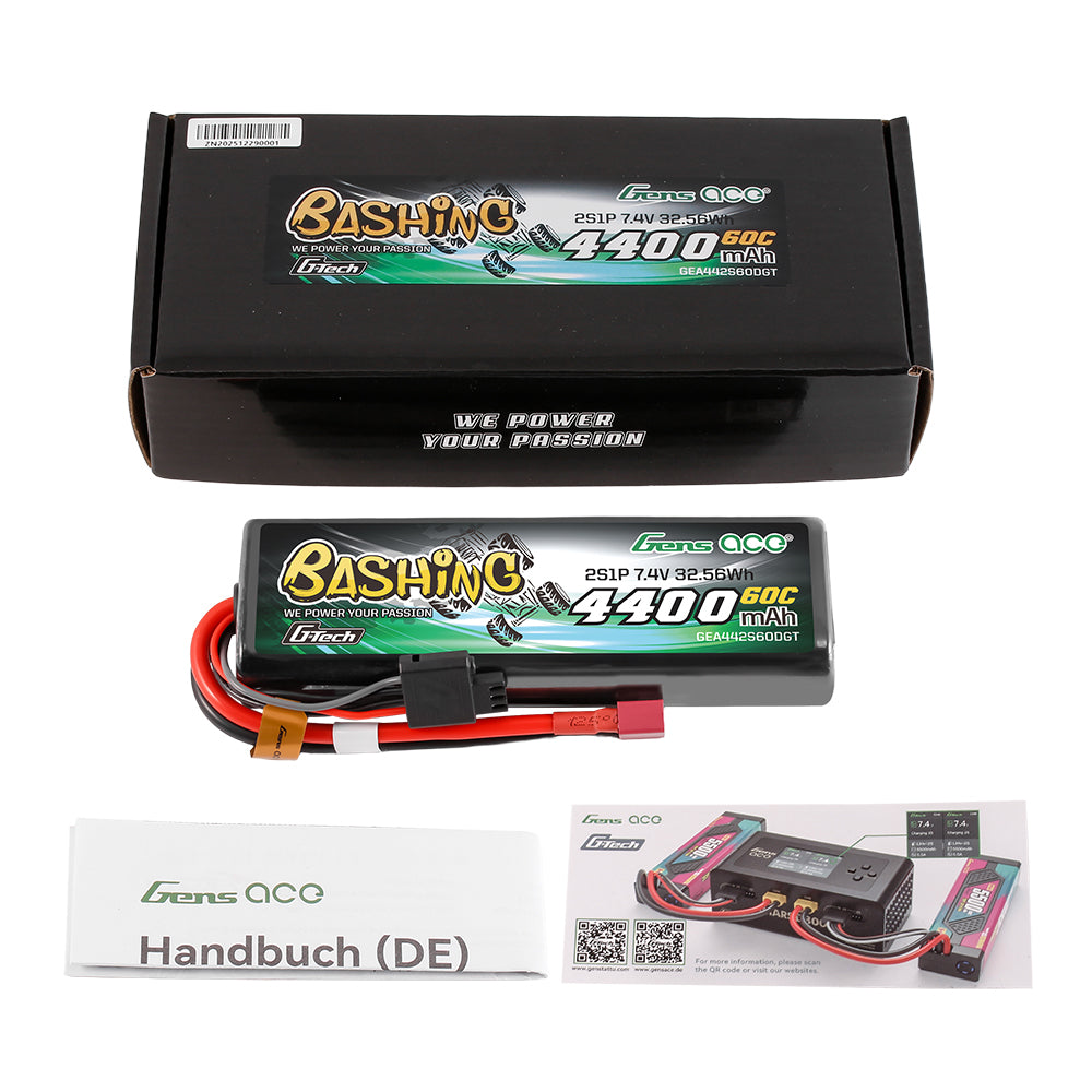 Gens Ace Bashing 4400mAh 2S Batterie Lipo Hardcase Deans 60C