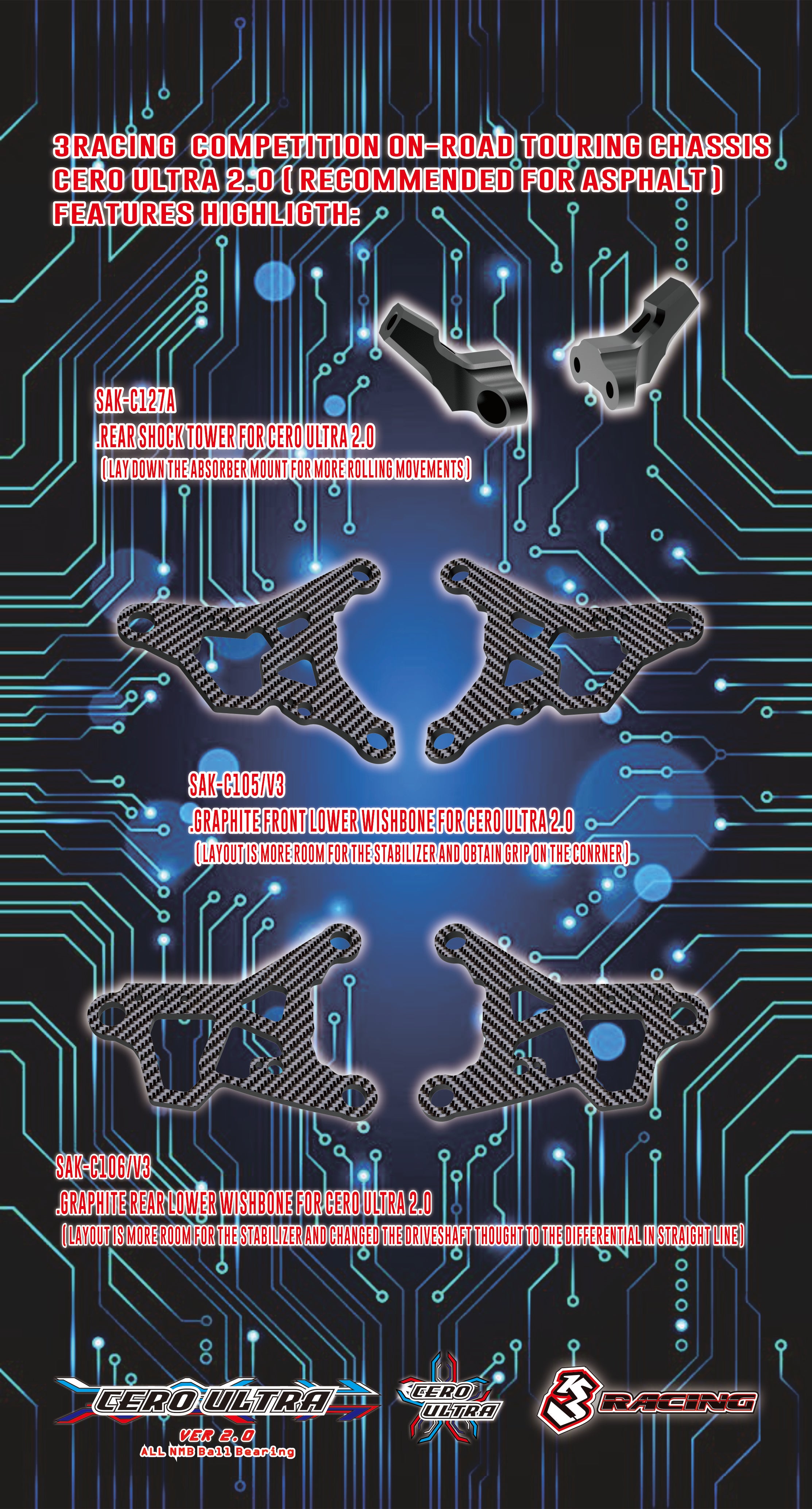 3Racing Cero Ultra Ver2.0 KIT-CERO Kit Touring 1/10
