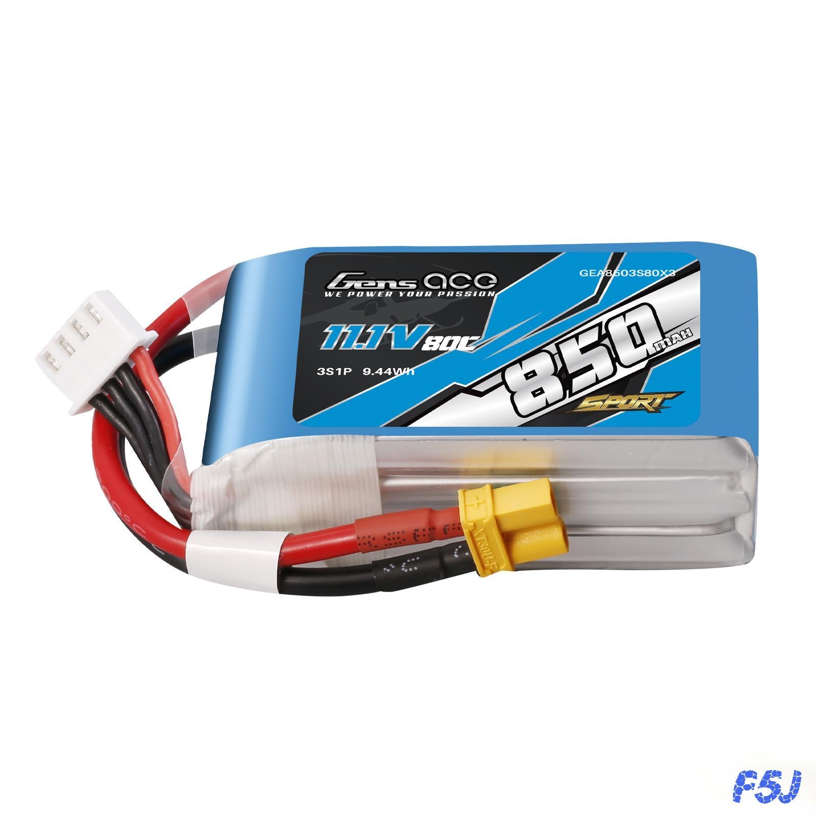 Gens Ace Sport 850mAh 3S 11.1V batterie LiPo 80C XT30
