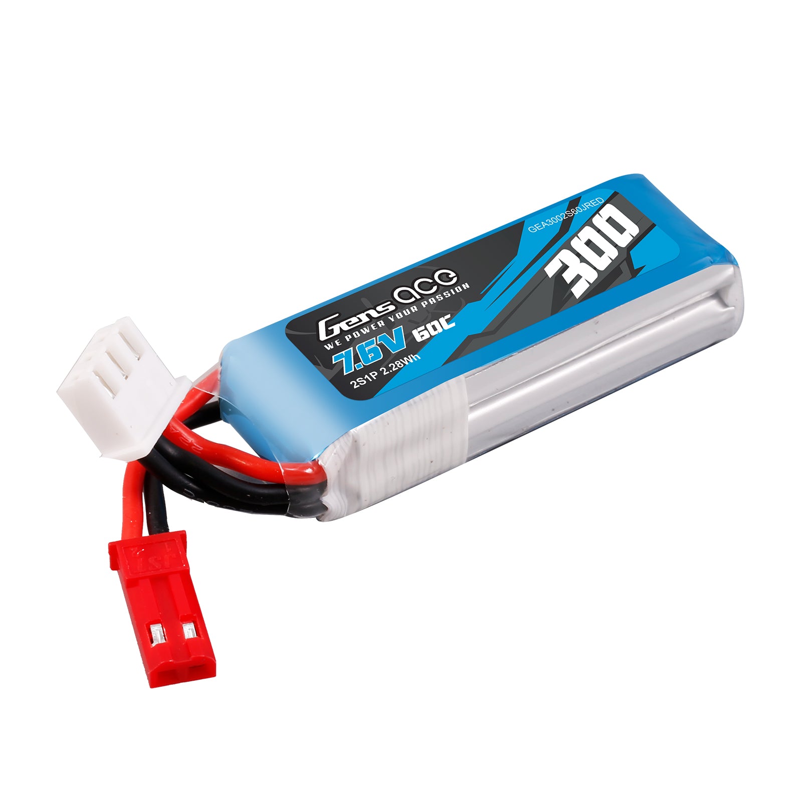 Gens Ace Car Classic 300mAh 2S 60C Batterie Lipo 7.6V HV JST-SYP