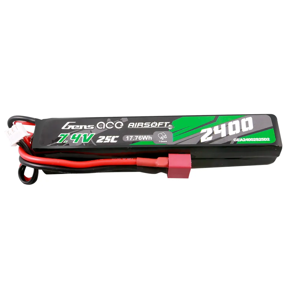 Gens Ace Airsoft 2400mAh 2S 7.4V batterie LiPo Saddle