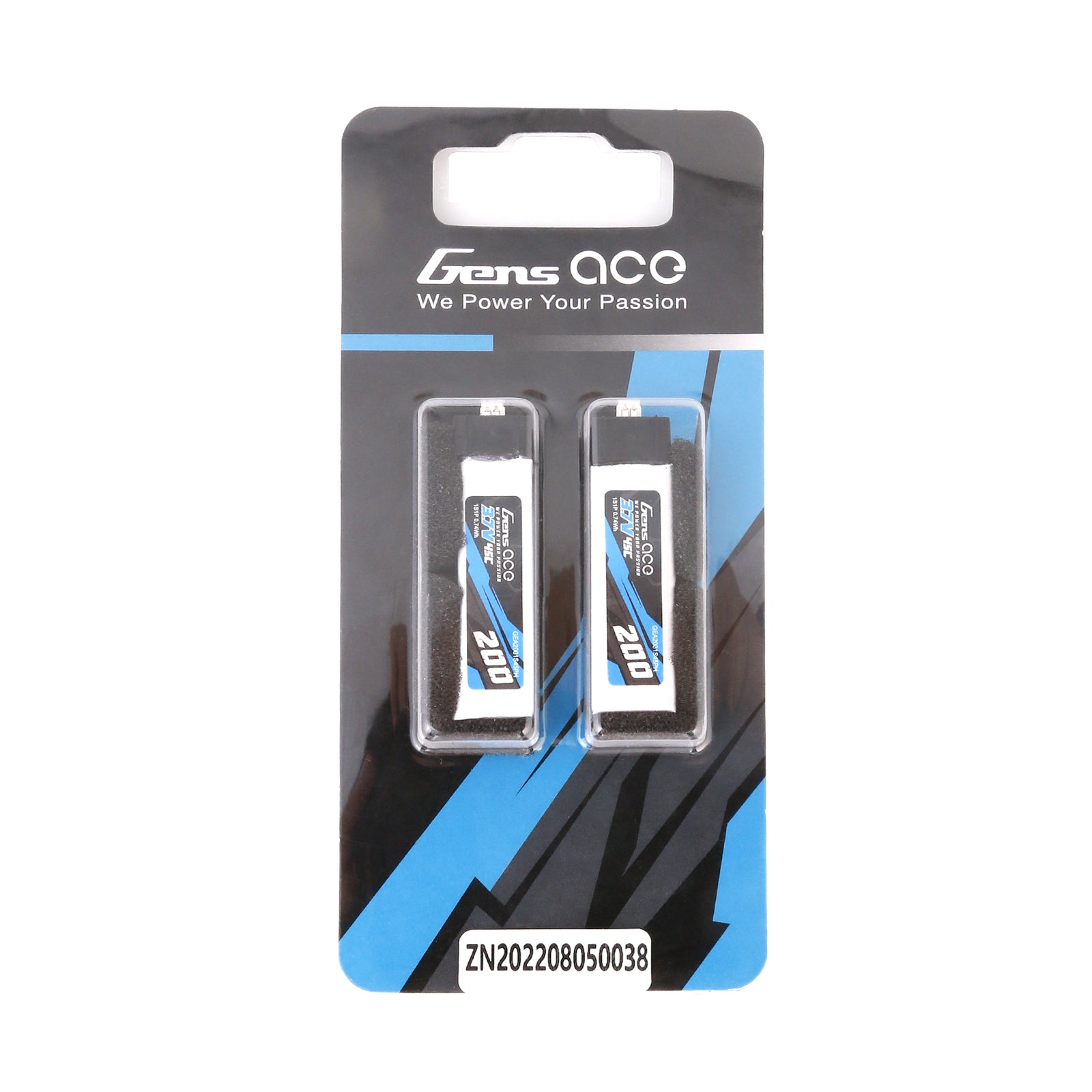 Gens Ace 200mAh 1S 45C 3.7V batterie LiPo Molex lot de 2