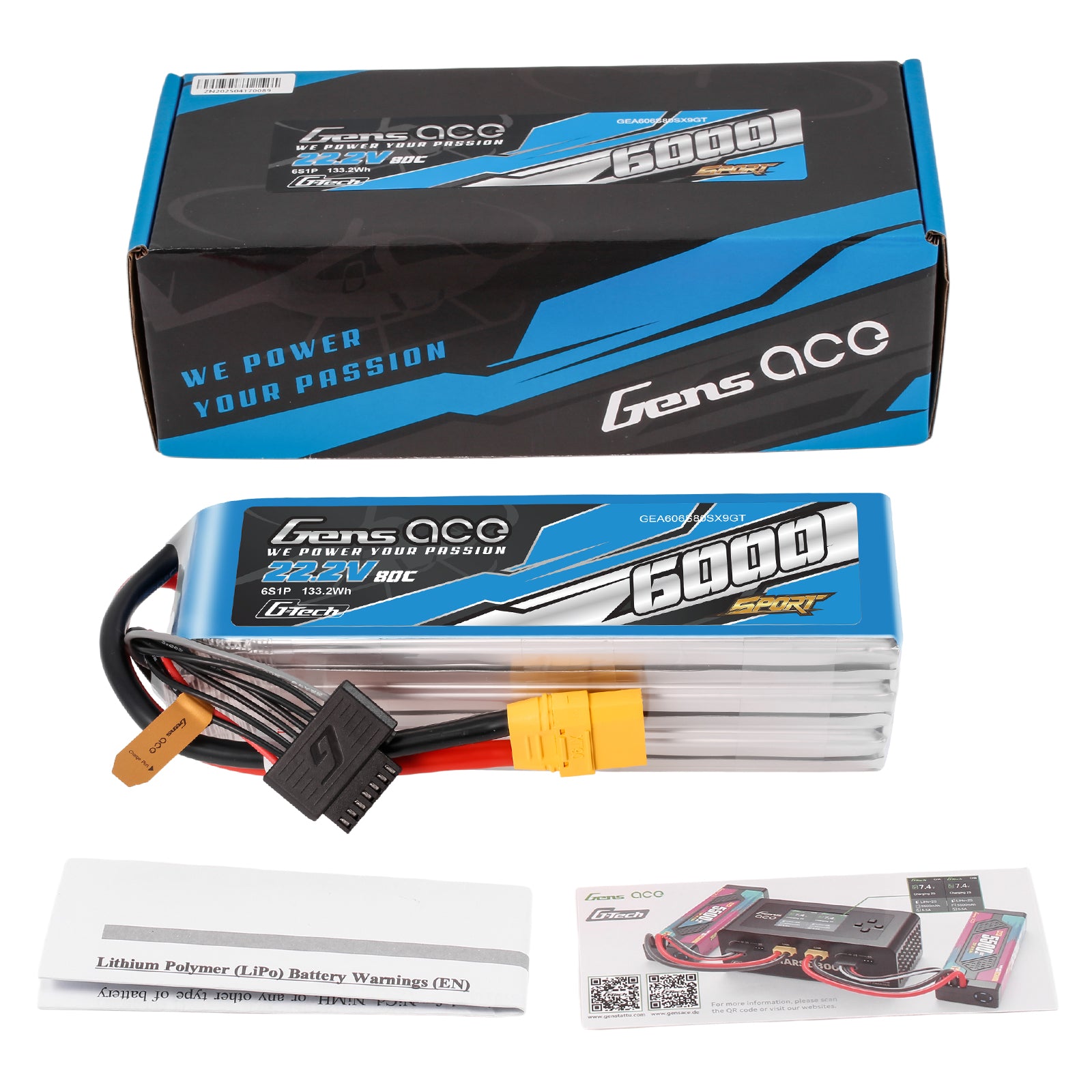 Gens Ace Sport 6000mAh 6S Batterie LiPo 22,2V XT90
