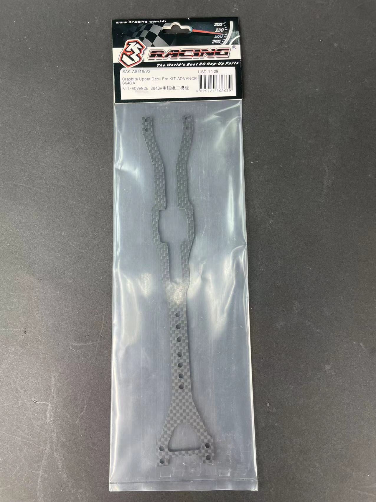3RACING Advance SAK-AS616/V2 Platine Supérieure Graphite S64GA