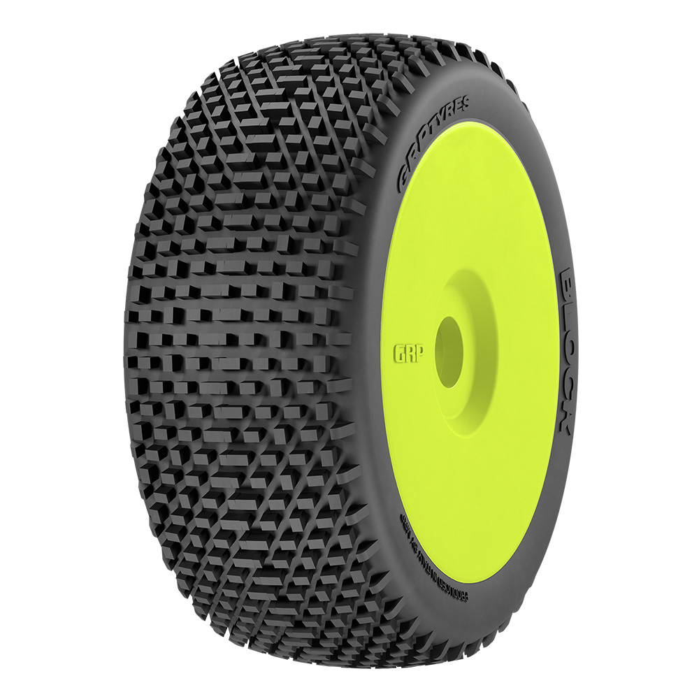 GRP 1:8 Buggy Block N25 pneus collés jaune x2