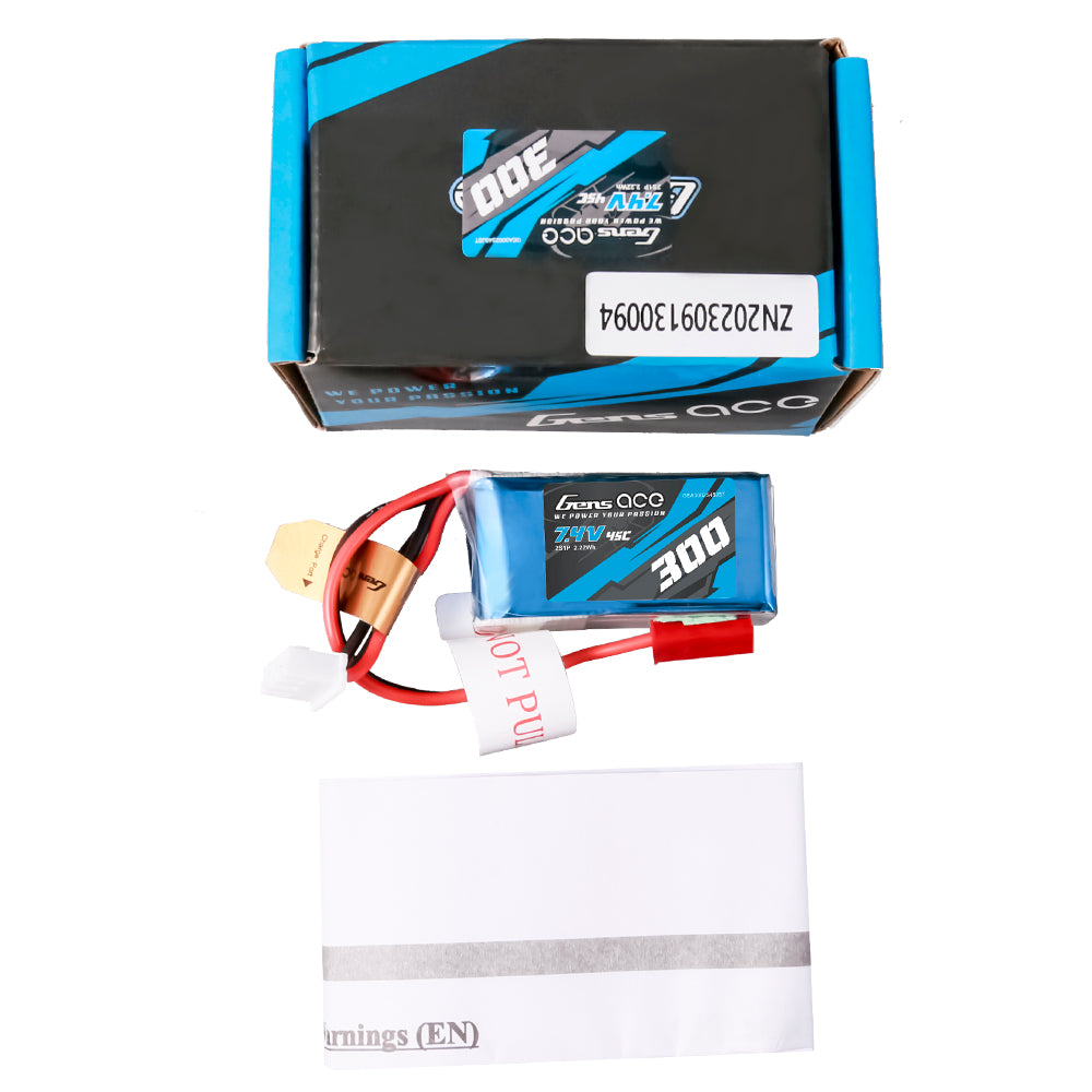 Gens Ace Car Classic 300mAh 2S batterie LiPo 7.4V 45C JST