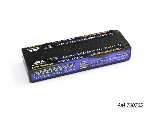 Arrowmax 2S LiPo 5200mAh AM-700705 Batterie 7.4V 65C Low Profile