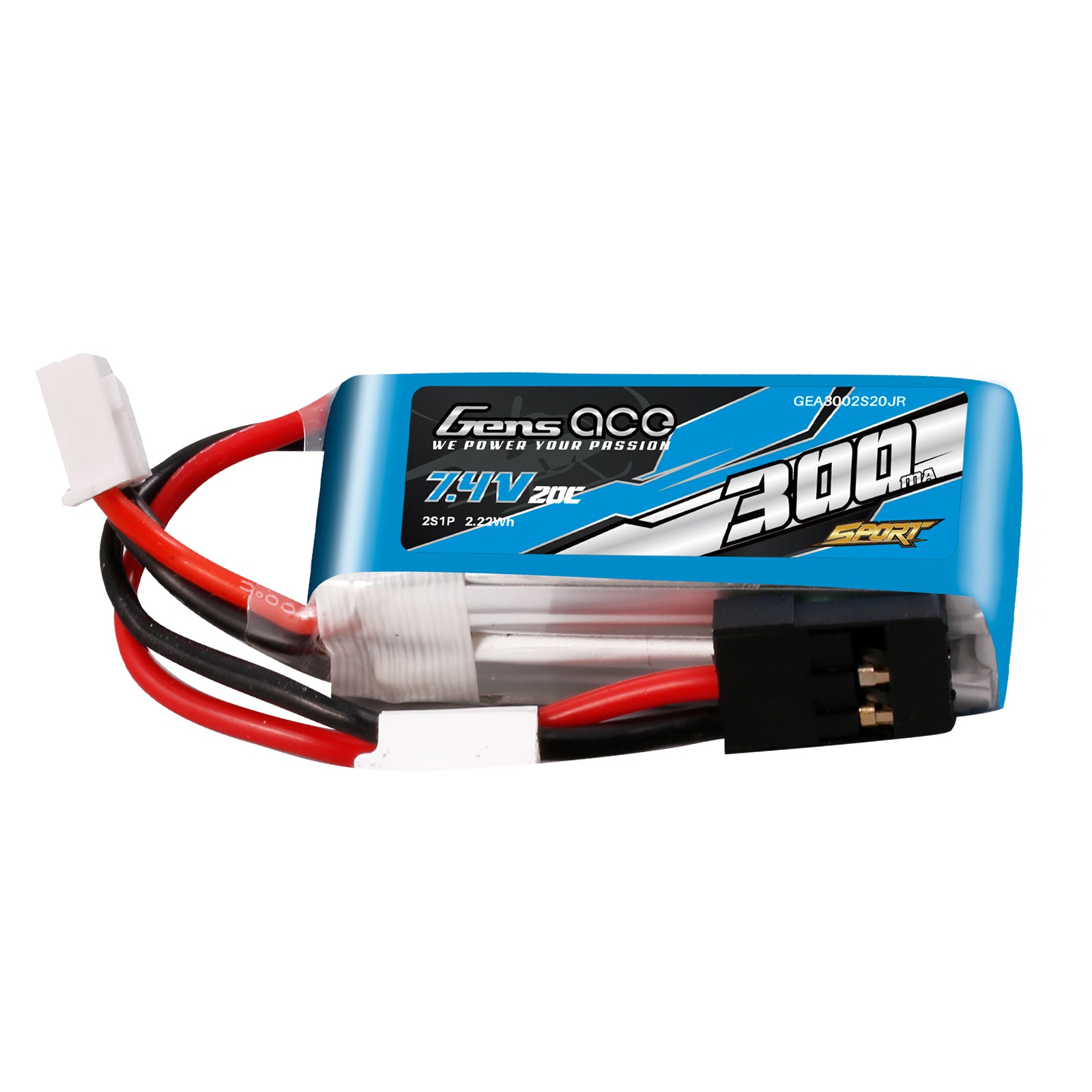 Gens Ace 300mAh 2S 20C batterie LiPo 7,4V JR planeur F3K