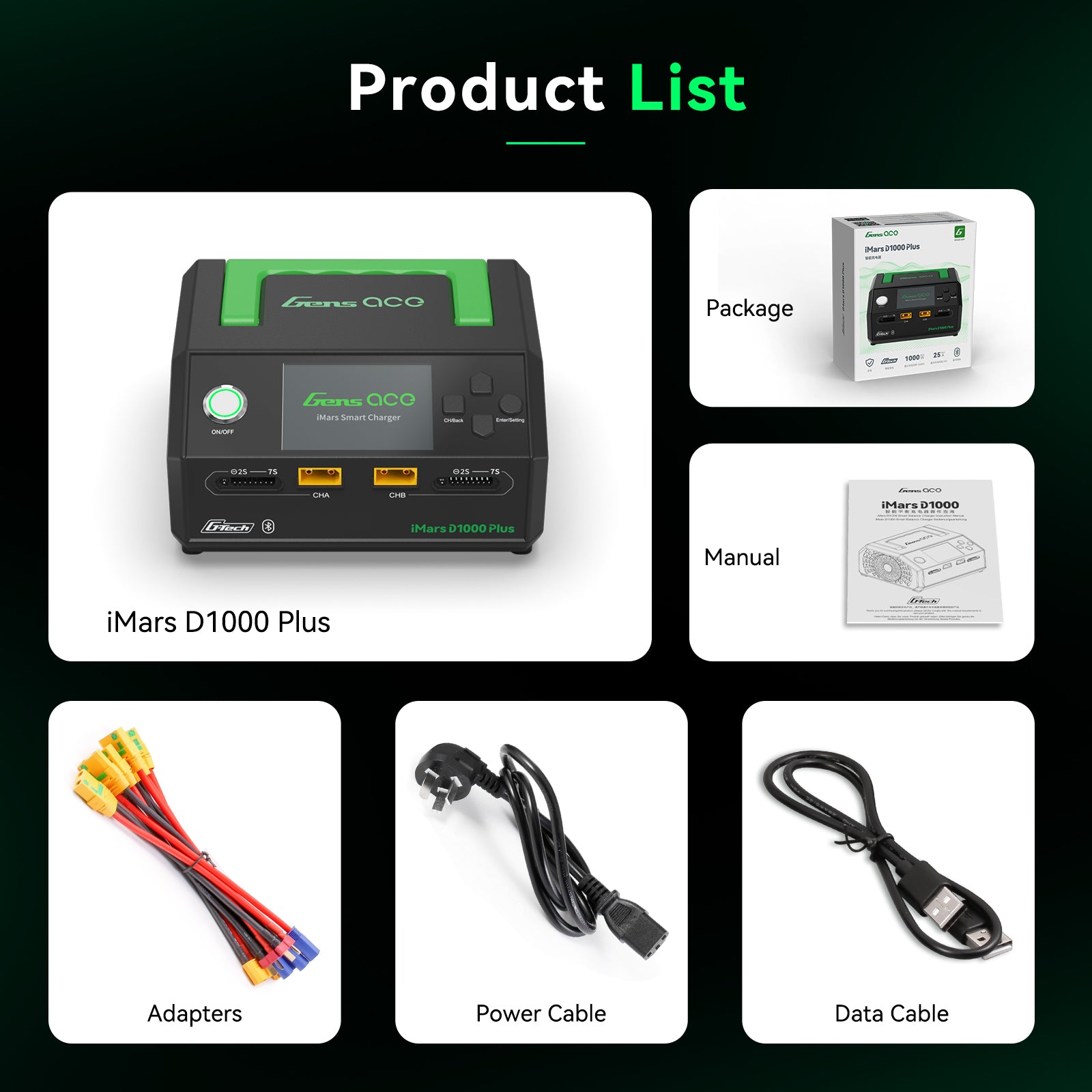 Gens Ace iMars D1000 Plus Chargeur Smart 2 Voies 1000W
