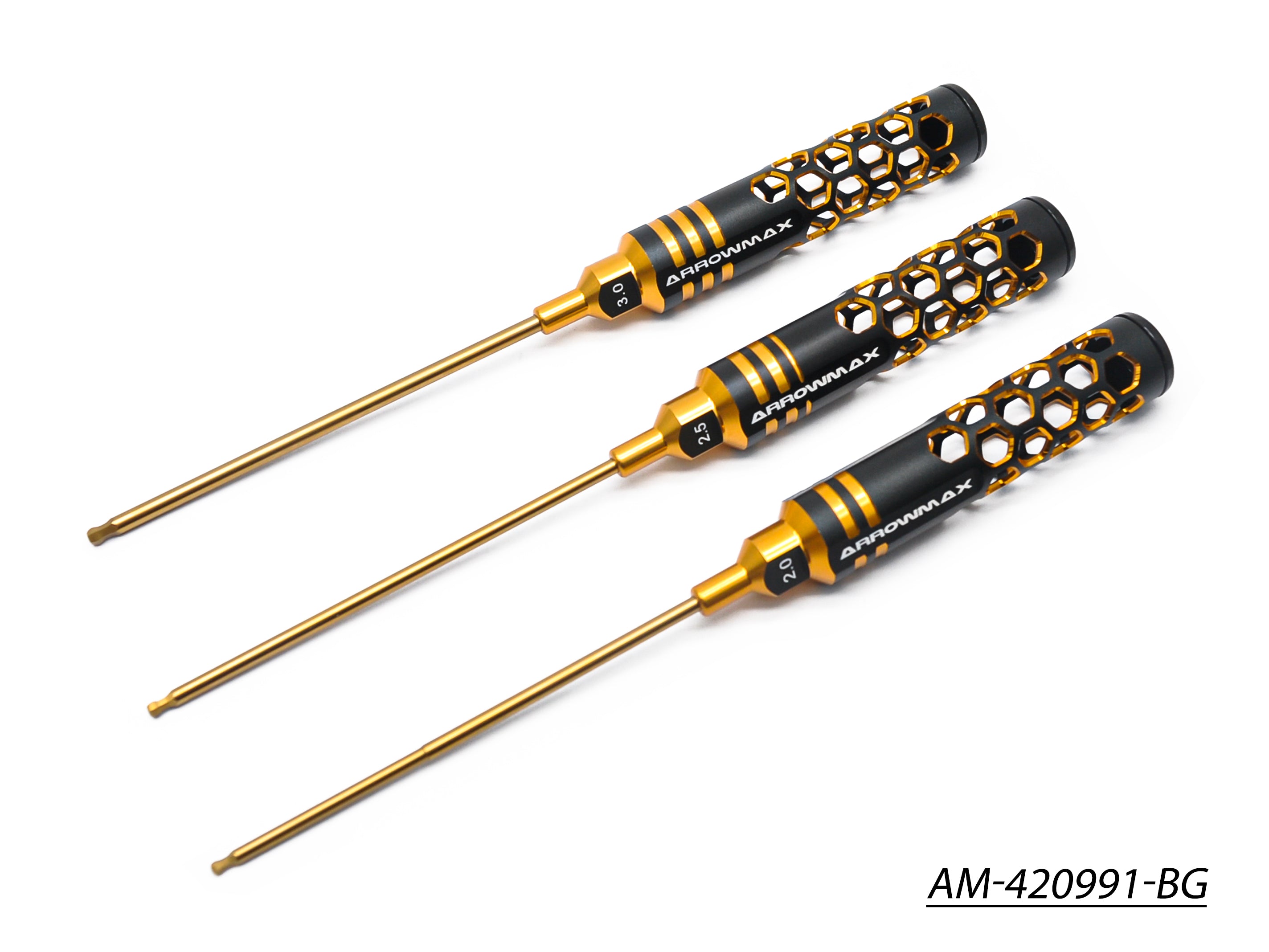 Arrowmax Tools Set Clés Hex 2.0 2.5 3.0x120mm Black Golden