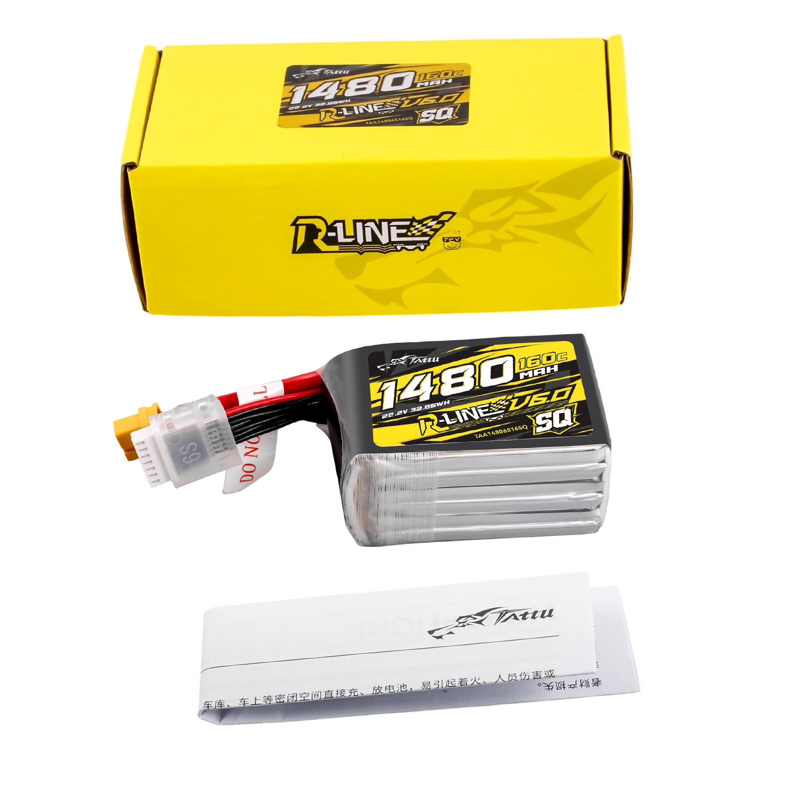 Tattu R-Line 1480mAh 6S 160C batterie LiPo XT60 SQ