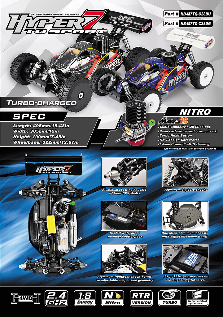 Hobao Hyper 7 TQ buggy nitro 1/8 RTR carrosserie grise