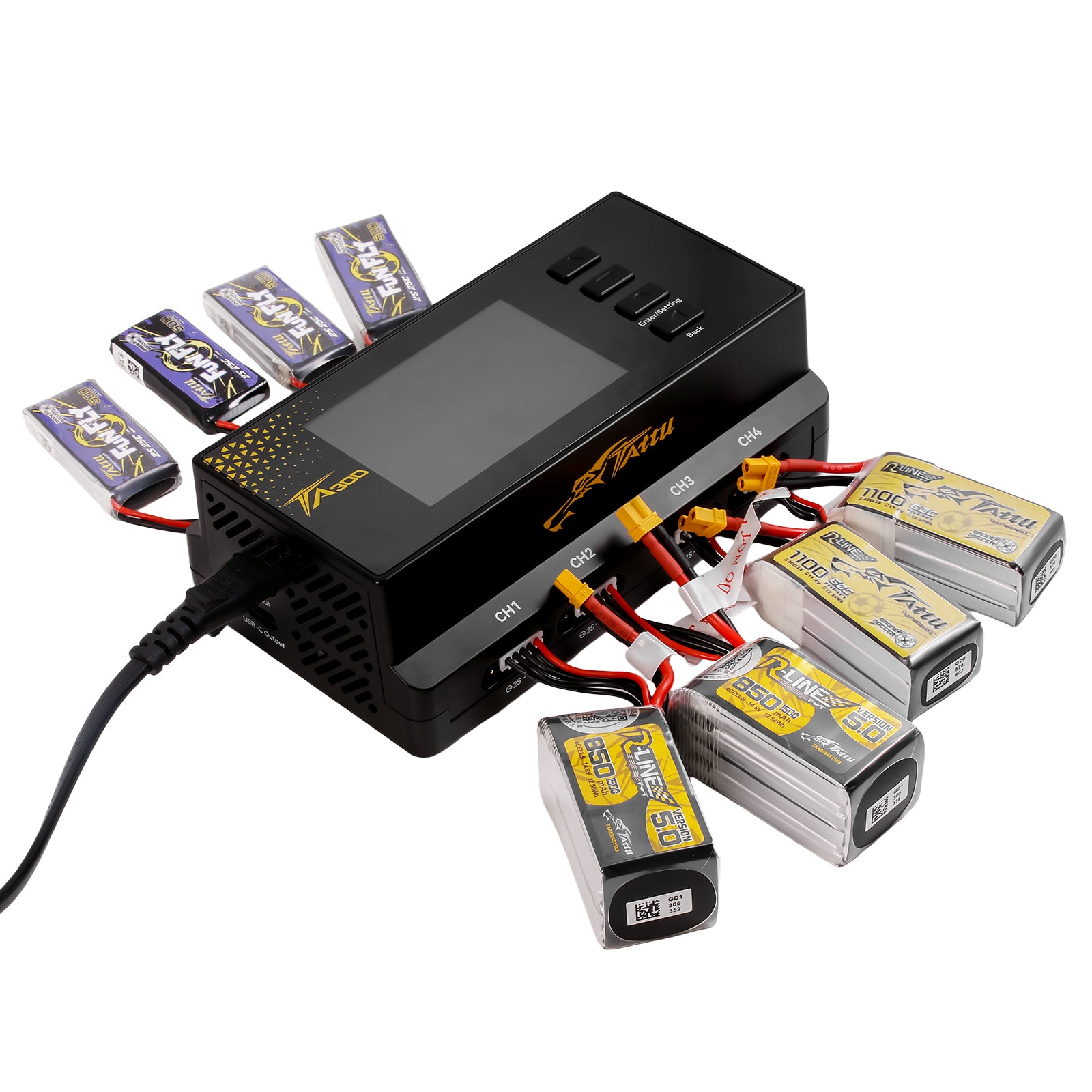 Tattu TA300 chargeur LiPo 8 canaux AC 300W 2S-4S smart