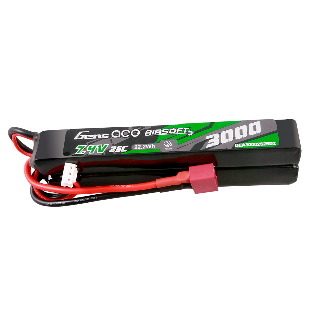 Gens Ace Airsoft 3000mAh 2S 7,4V batterie LiPo Saddle Deans