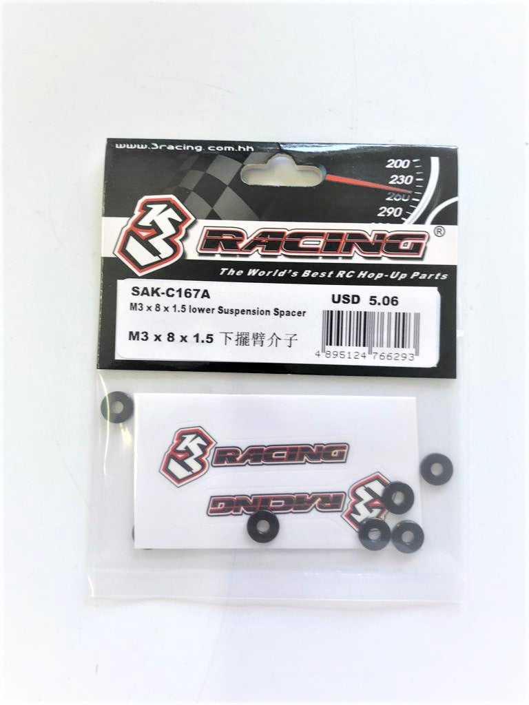 3Racing Cero SAK-C167A cale suspension M3x8 1.5mm