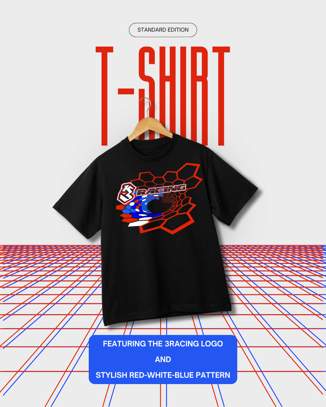 3Racing Merch T-Shirt 2025 Standard Noir L