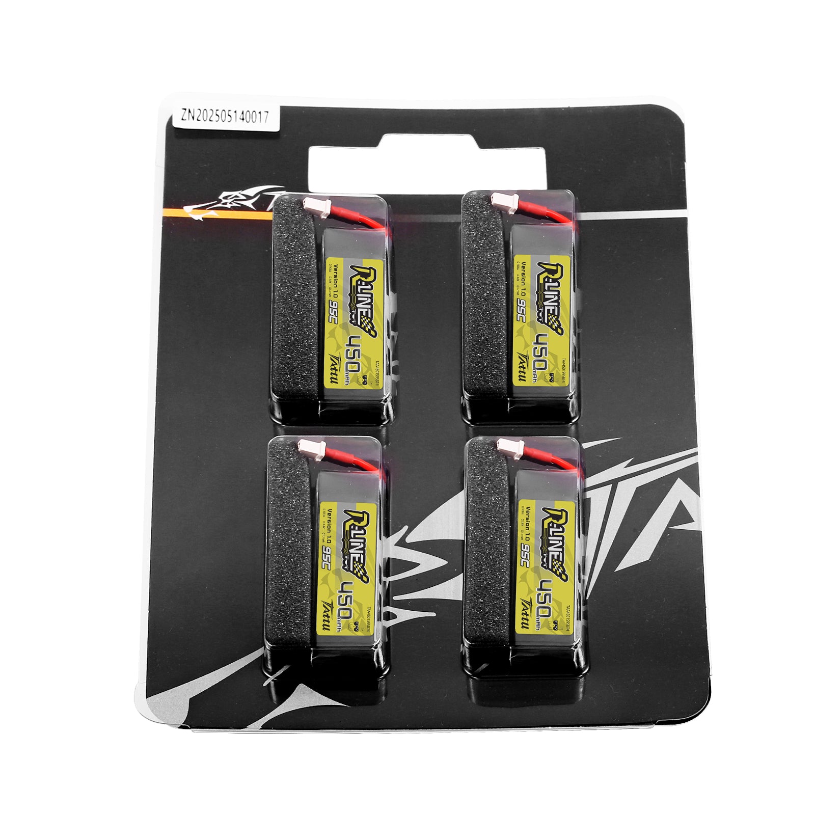 Tattu R-Line 450mAh 1S 95C Batterie Lipo 3.8V BT2.0 x4