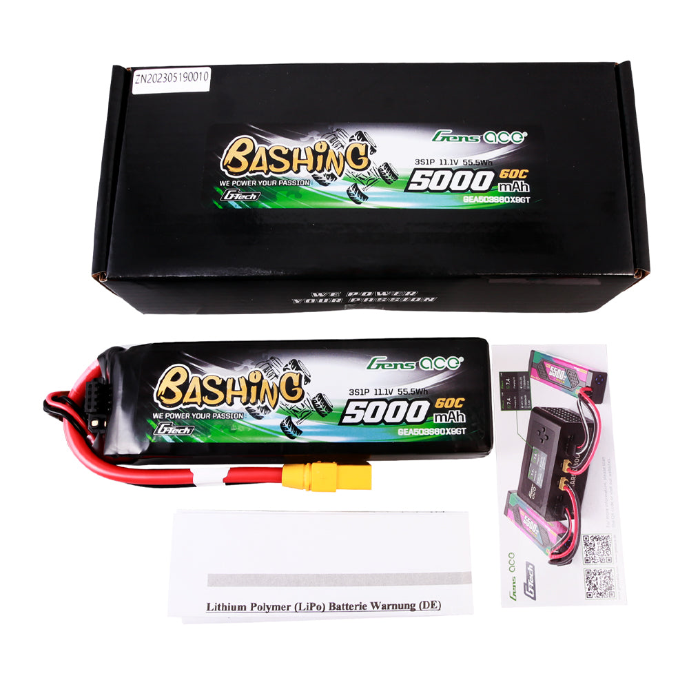 Gens Ace Bashing 5000mAh 3S 60C batterie LiPo 11.1V XT90