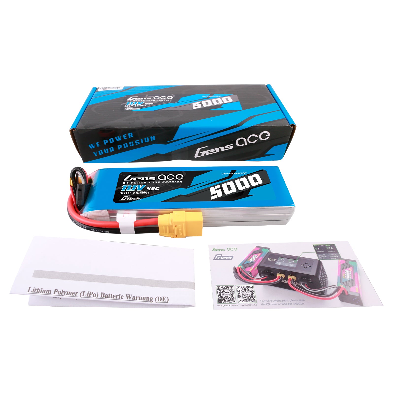 Gens Ace Car Classic 5000mAh 3S 45C 11.1V batterie lipo XT90