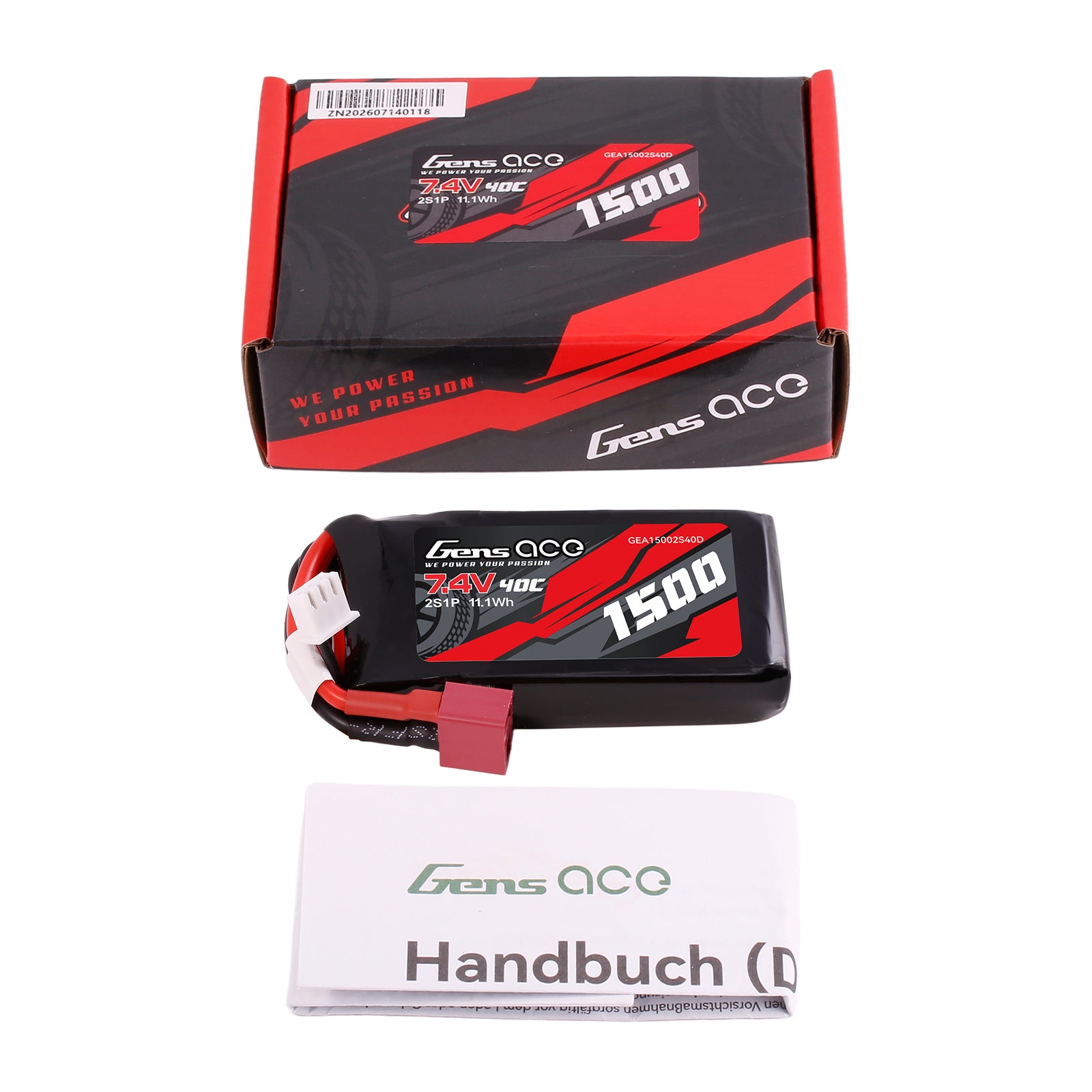 Gens Ace Car Classic 1500mAh 2S batterie LiPo Deans