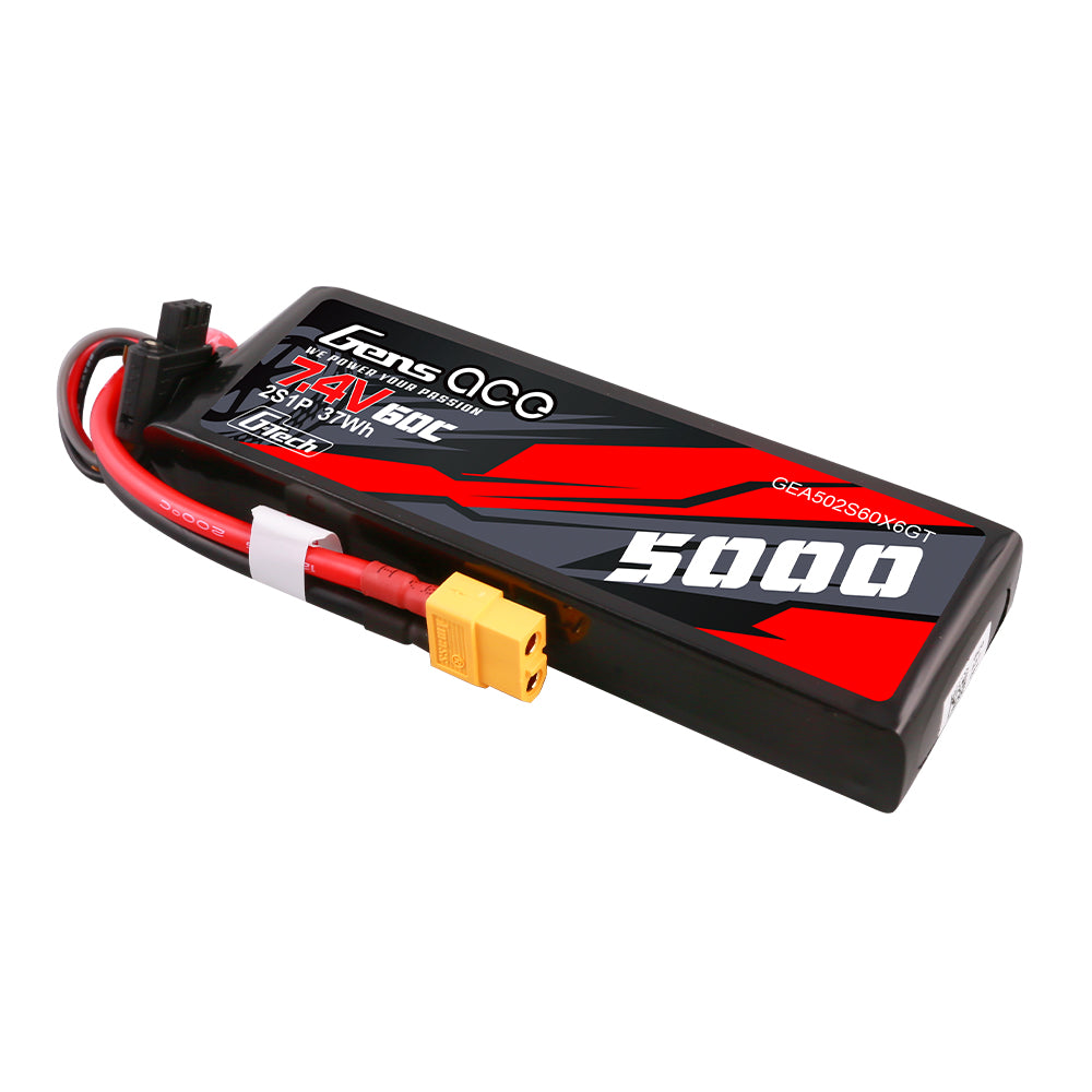 Gens Ace 5000mAh 2S 60C batterie LiPo RC 7.4V XT60