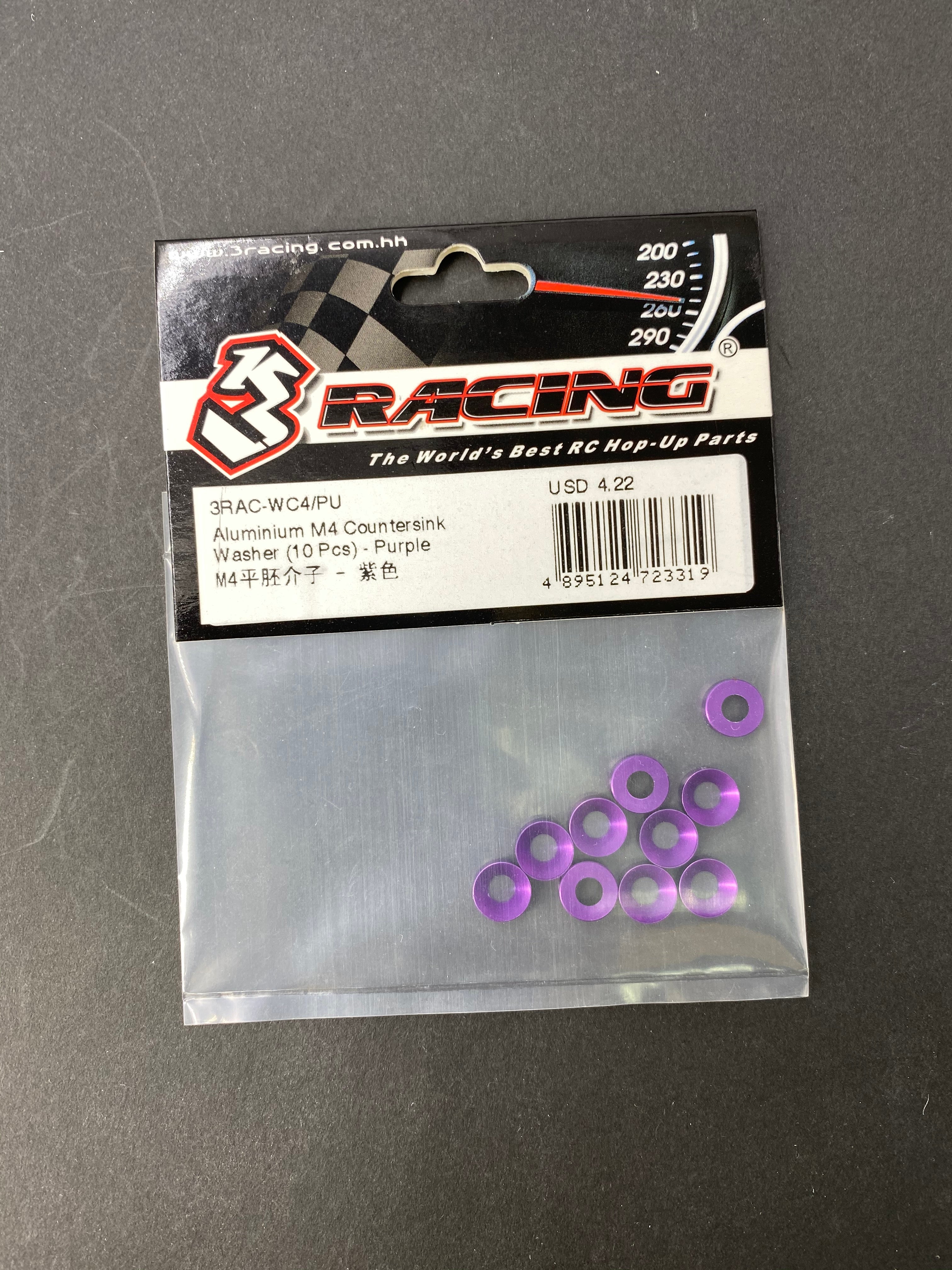 3Racing Parts rondelles M4 fraisées alu bleues x10