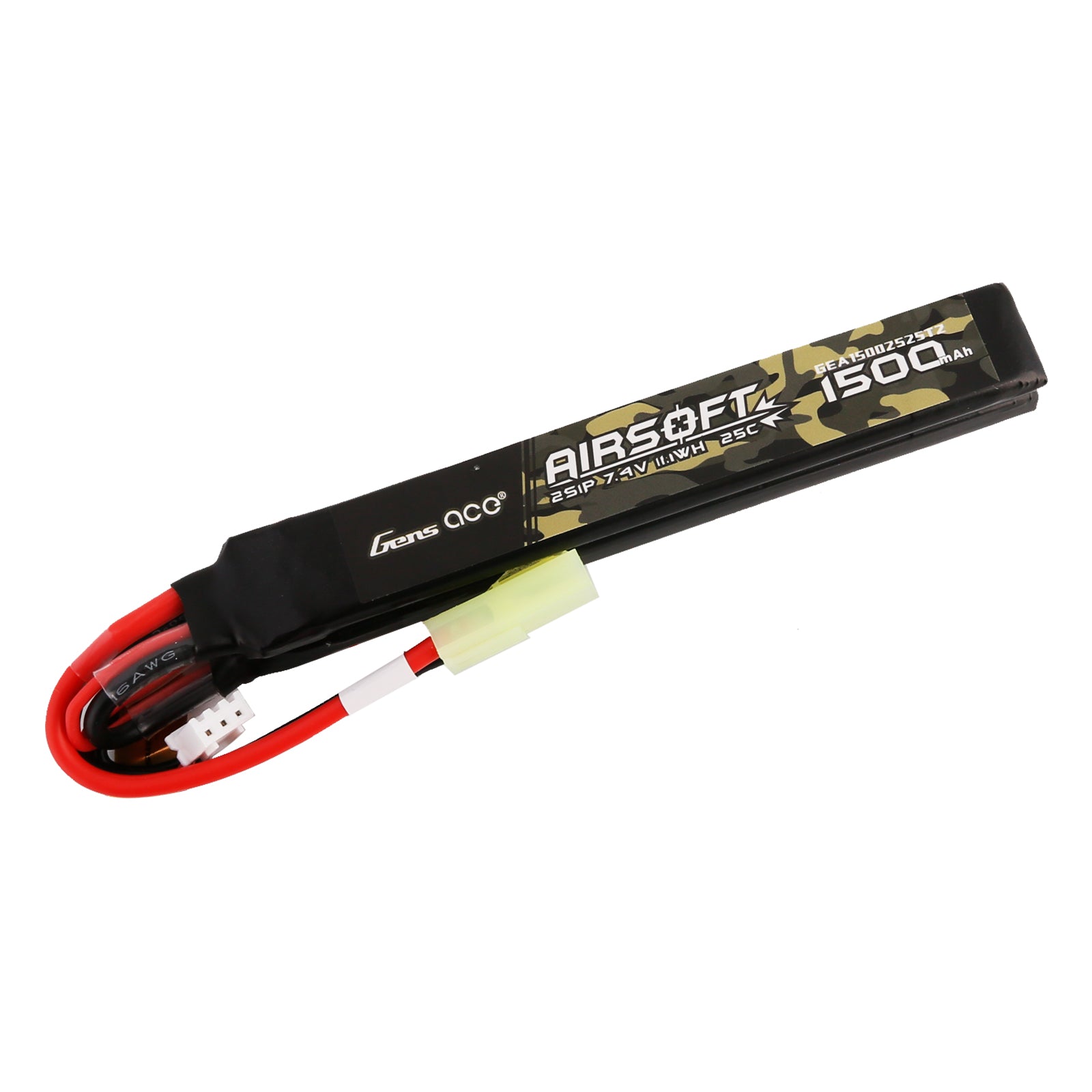 Gens Ace 1500mAh 2S 25C batterie LiPo airsoft 7,4V nunchuck