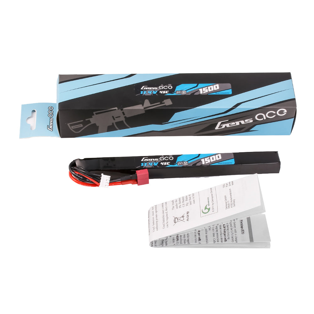 Gens Ace 1500mAh 3S 11.4V HV Batterie airsoft Deans