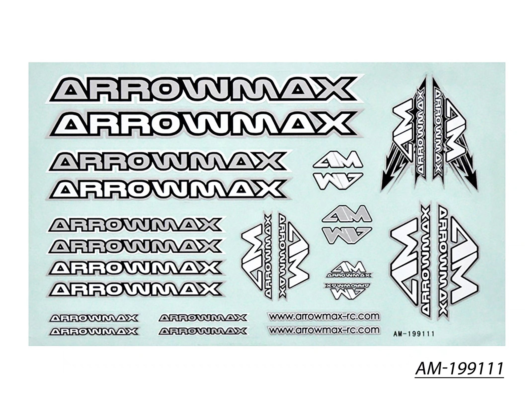 Arrowmax Team Decal planche stickers argent 14x21 cm
