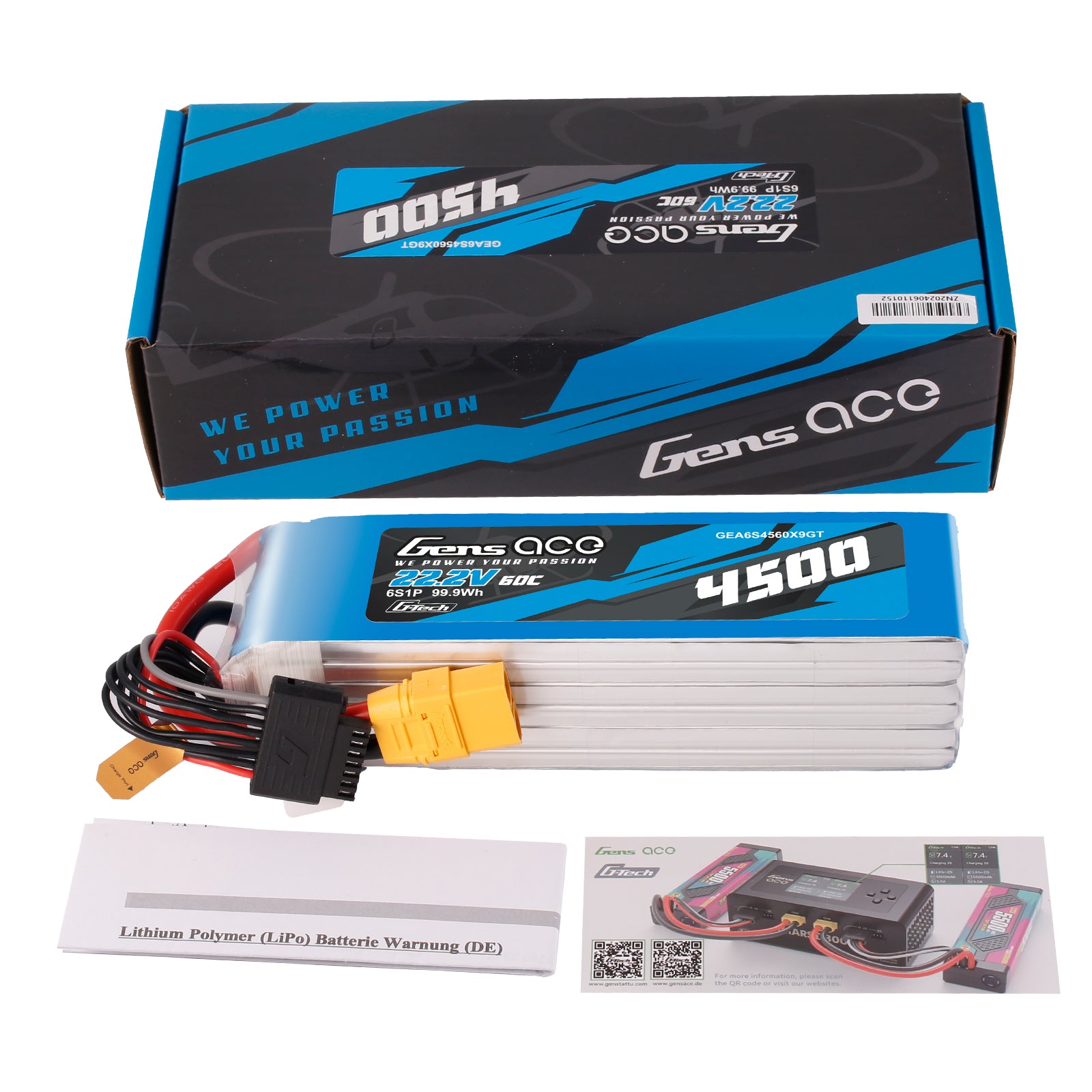 Gens Ace Air Classic 4500mAh 6S 60C batterie LiPo 22,2V XT90